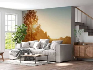 Outlet Weiland bij zonsopkomst fotobehang Bloemen