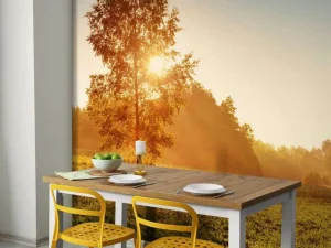 Outlet Weiland bij zonsopkomst fotobehang Bloemen