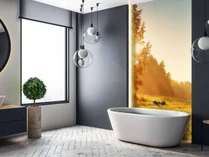 Outlet Weiland bij zonsopkomst fotobehang Bloemen