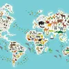 Discount Wereldkaard met dieren fotobehang Babykamer | Dieren