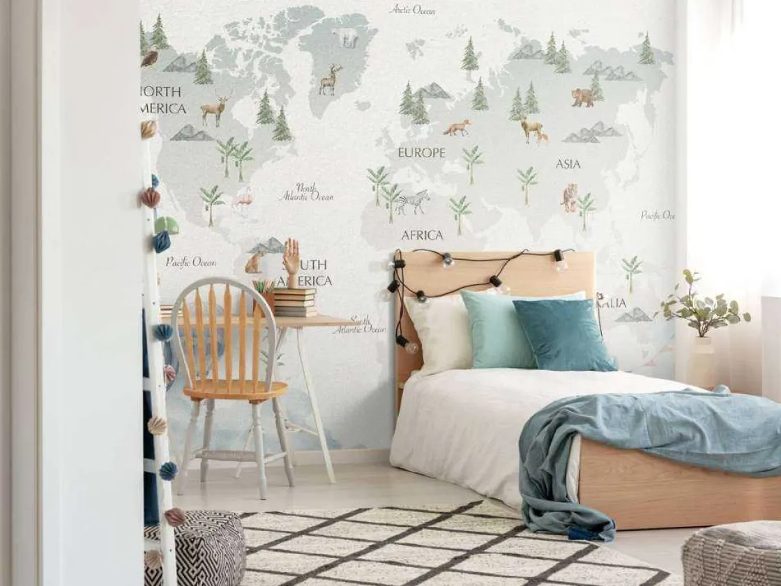 wereldkaart_in_lucht_them_3.webp Discount Wereldkaart in lucht thema Kinderkamer