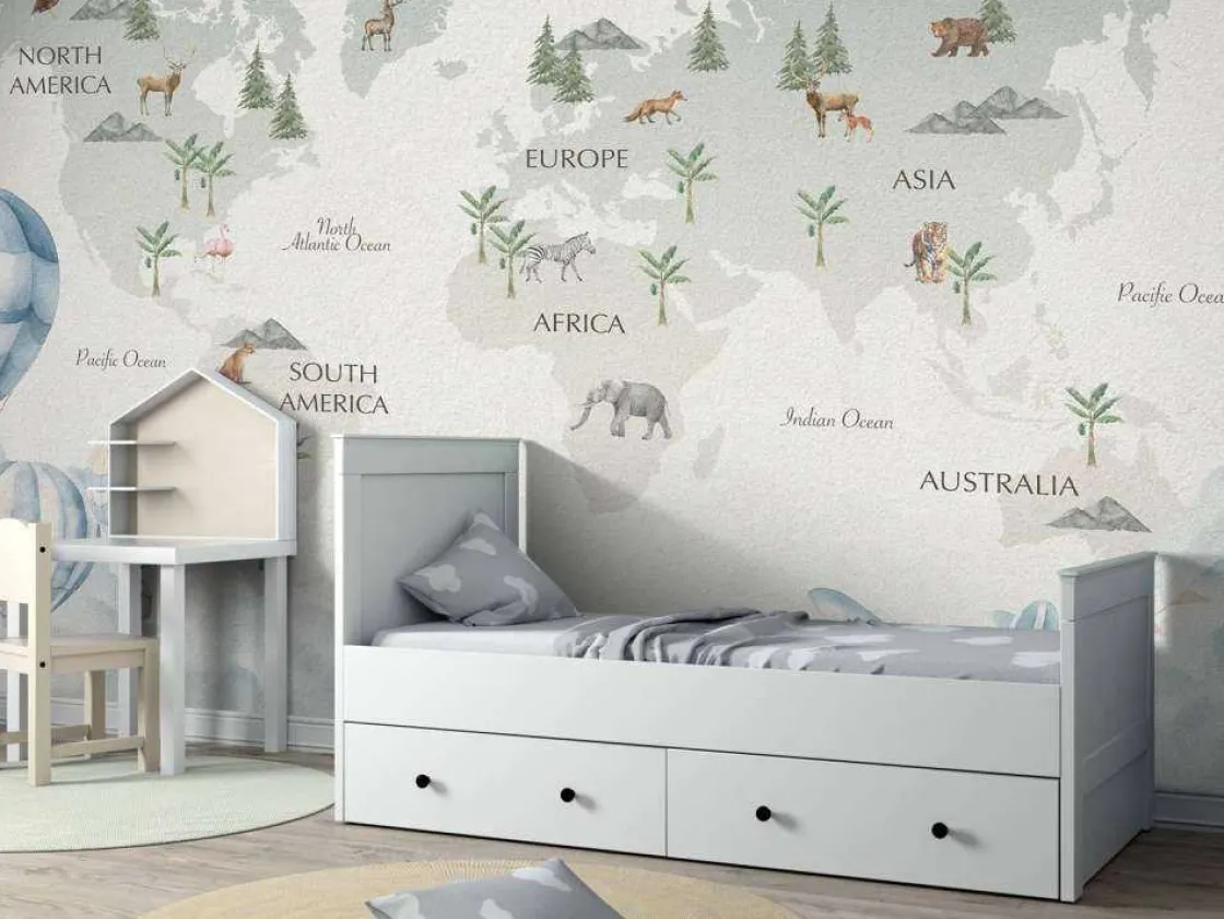 wereldkaart_in_lucht_them_4.webp Discount Wereldkaart in lucht thema Kinderkamer