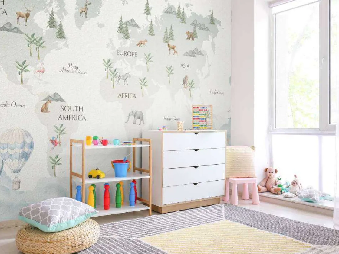 wereldkaart_in_lucht_them_5.webp Discount Wereldkaart in lucht thema Kinderkamer
