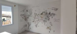 Online Wereldkaart met dino's Kinderkamer