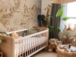 Sale Wereldkaart met dino's taupe Kinderkamer