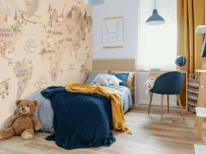 Sale Wereldkaart met dino's taupe Kinderkamer