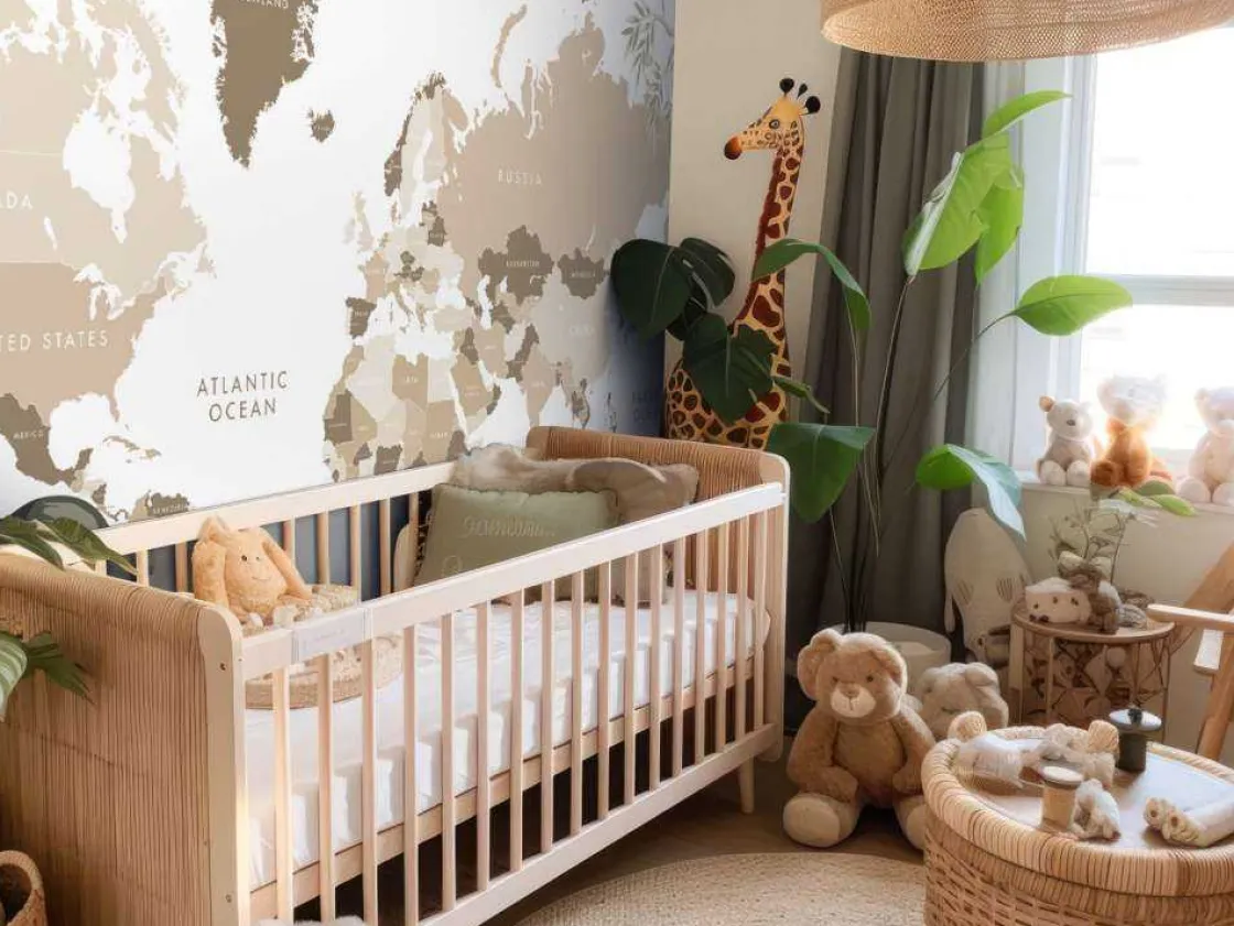 wereldkaart_met_jungle_di_3.webp Outlet Wereldkaart met jungle dieren Kinderkamer