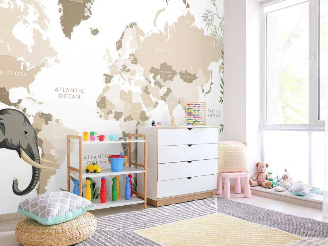 wereldkaart_met_jungle_di_7.webp Outlet Wereldkaart met jungle dieren Kinderkamer