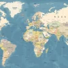 New Wereldkaart met namen fotobehang Architectuur