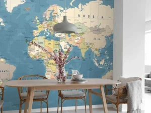 New Wereldkaart met namen fotobehang Architectuur