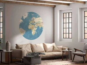 New Wereldkaart met namen fotobehang Architectuur