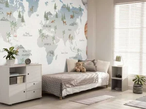 Outlet Wereldkaart met planeten Kinderkamer