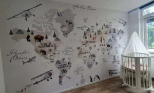 Sale Wereldkaart met verschillende dieren Kinderkamer