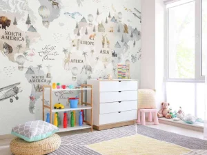 Sale Wereldkaart met verschillende dieren Kinderkamer