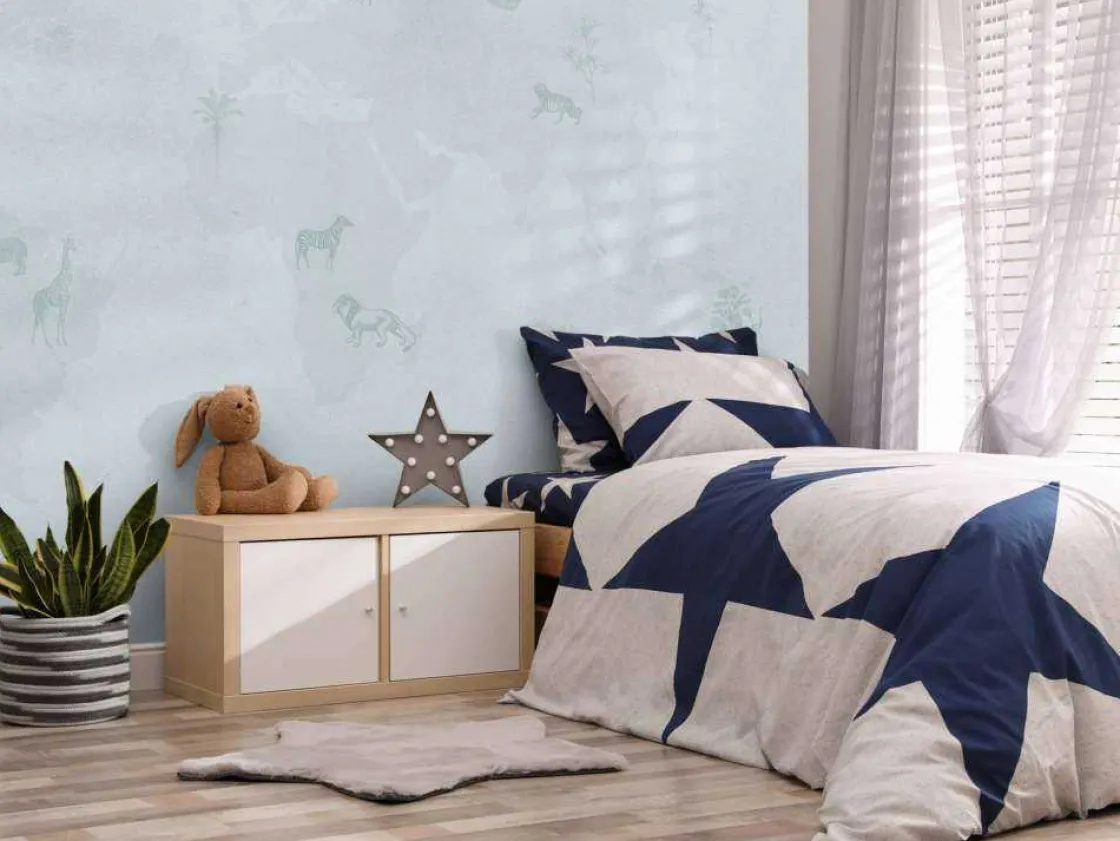 wereldkaart_sketch_blauw_2.webp Hot Wereldkaart sketch blauw Kinderkamer | Dieren