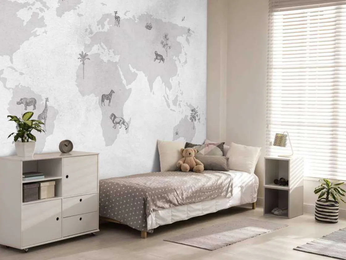 wereldkaart_sketch_grijs_2.webp Discount Wereldkaart sketch grijs Kinderkamer | Dieren
