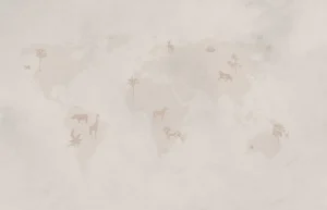 Sale Wereldkaart sketch taupe Kinderkamer | Dieren