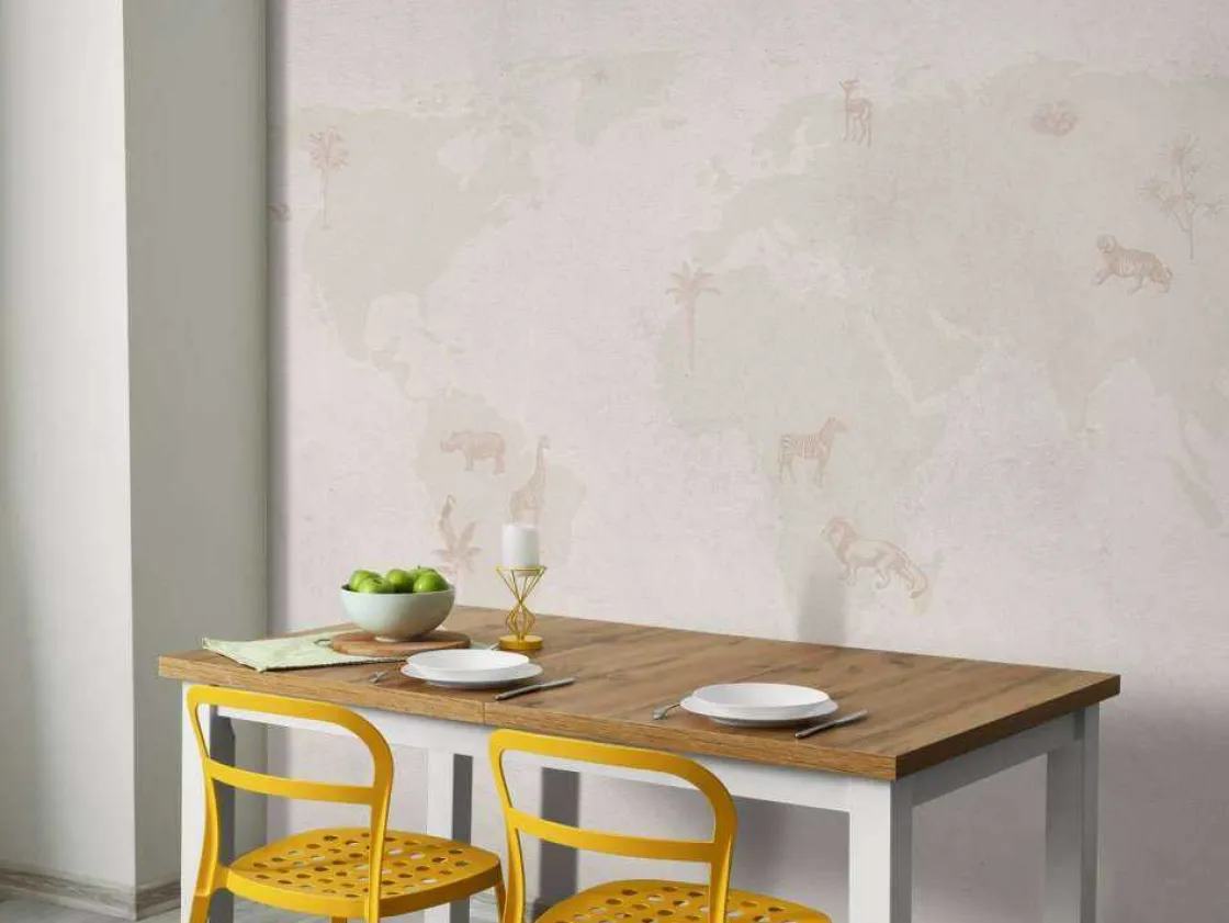 wereldkaart_sketch_taupe_10.webp Sale Wereldkaart sketch taupe Kinderkamer | Dieren