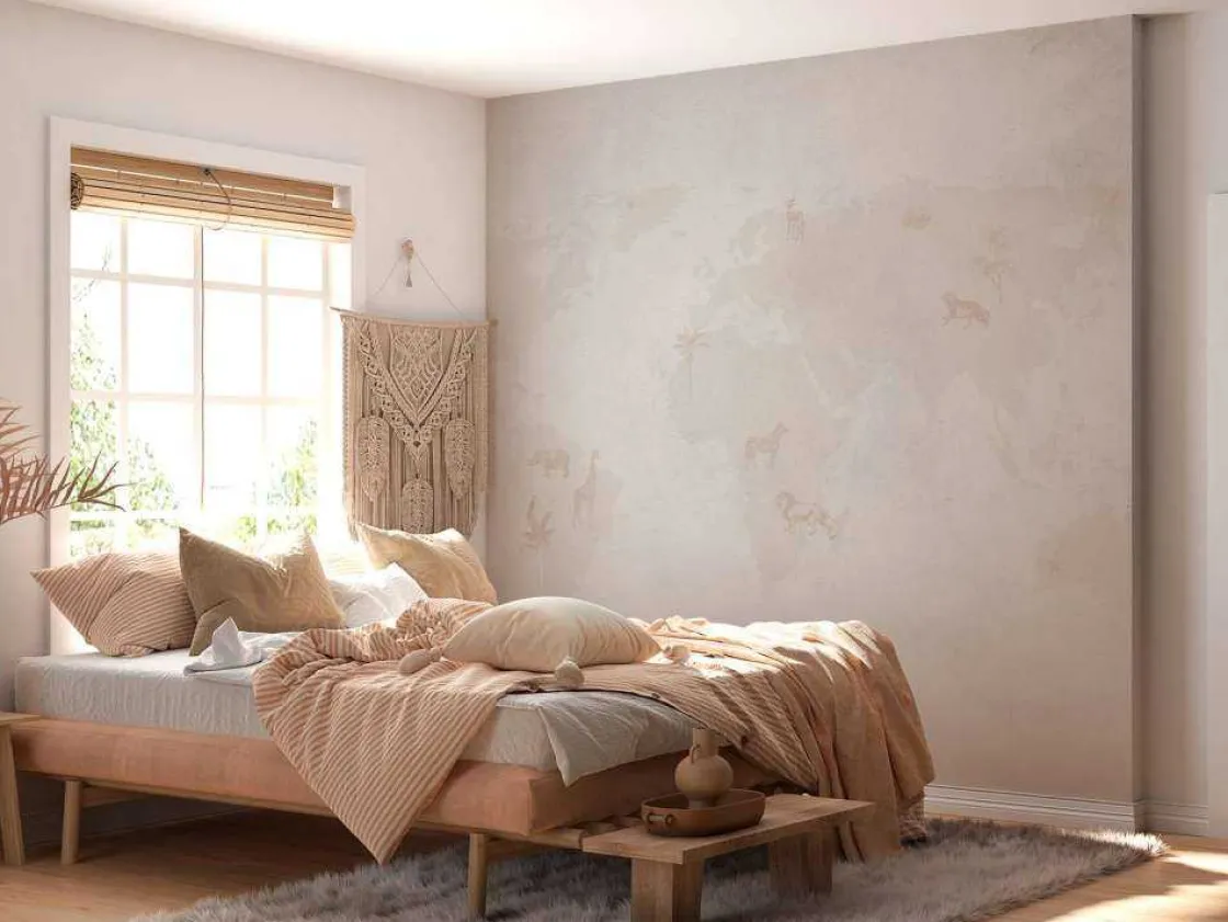 wereldkaart_sketch_taupe_8.webp Sale Wereldkaart sketch taupe Kinderkamer | Dieren