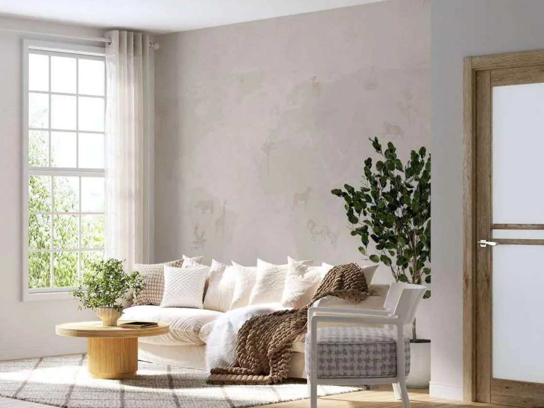 wereldkaart_sketch_taupe_9.webp Sale Wereldkaart sketch taupe Kinderkamer | Dieren