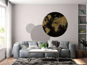 Best Wereldkaart van gouden glitters fotobehang Architectuur