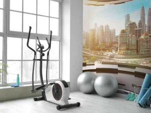 Hot Wereldstad vanuit een futuristische kamer fotobehang Architectuur