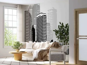 Sale Wereldstad vector tekening fotobehang Architectuur