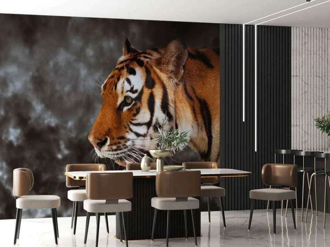 wilde_tijger_op_zoek_naar_3.webp Clearance Wilde Tijger op zoek naar prooi fotobehang Dieren