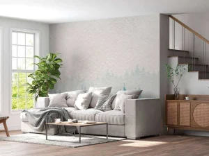 Fashion Winterlandschap met dennenbomen en een hert fotobehang Hobbykamer | Bloemen