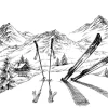 Clearance Wintersport tekening fotobehang Sport