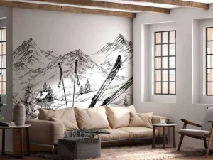 Clearance Wintersport tekening fotobehang Sport