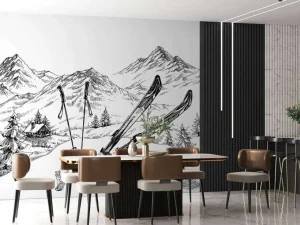 Clearance Wintersport tekening fotobehang Sport