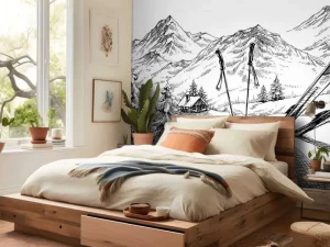 Clearance Wintersport tekening fotobehang Sport