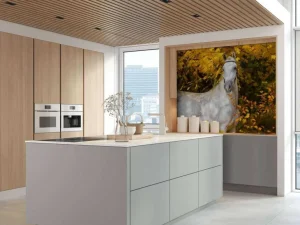 Sale Wit Paard in de Herfst fotobehang Bloemen