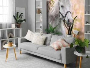 Outlet Wit Paard met Bloesem in Lente fotobehang Bloemen