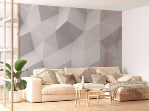 New Wit veelhoekig geometrisch oppervlak fotobehang Computerkamer