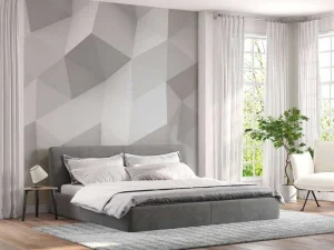New Wit veelhoekig geometrisch oppervlak fotobehang Computerkamer