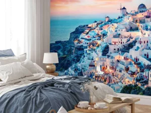 Best Witte huisjes op Santorini fotobehang Architectuur
