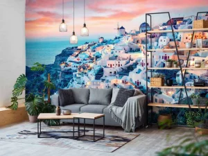 Best Witte huisjes op Santorini fotobehang Architectuur