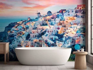 Best Witte huisjes op Santorini fotobehang Architectuur