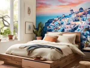 Best Witte huisjes op Santorini fotobehang Architectuur