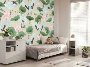 Clearance Witte kraanvogels, lichtbruin Kinderkamer | Dieren