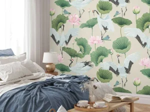 Clearance Witte kraanvogels, lichtbruin Kinderkamer | Dieren