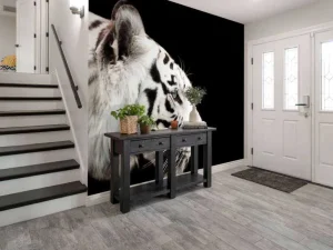 Fashion Witte tijger op zwarte achtergrond fotobehang Dieren