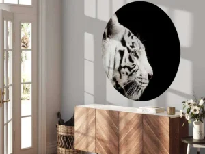 Fashion Witte tijger op zwarte achtergrond fotobehang Dieren