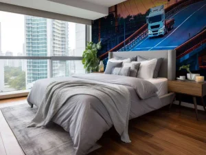 Best Witte vrachtwagen bij zonsondergang fotobehang Tienerkamer | Architectuur