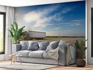Hot Witte vrachtwagen op een zonnige dag fotobehang Tienerkamer | Kinderkamer