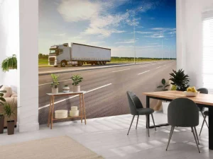 Hot Witte vrachtwagen op een zonnige dag fotobehang Tienerkamer | Kinderkamer