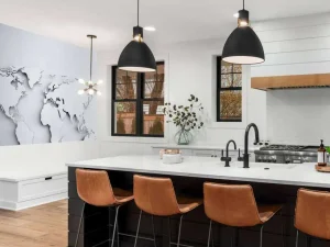 New Witte wereldkaart in 3D fotobehang Gang