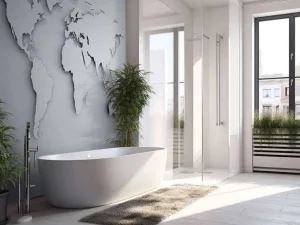 New Witte wereldkaart in 3D fotobehang Gang